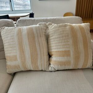 2 Striped Cream and Tan ThrowPillows